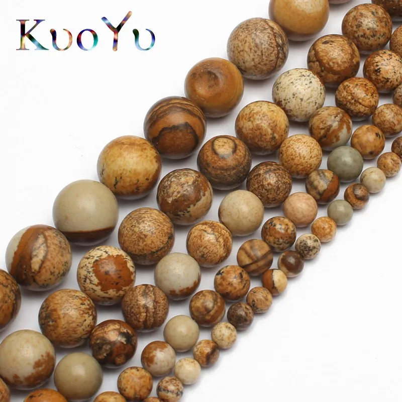 Natural Beautiful Picture Jaspe Round Loose Beads 15.5inch/strand 4 6 8 10 12 mm For Jewelry Making DIY Bracelet Necklace