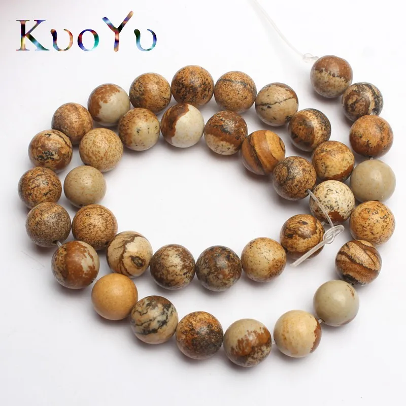 Natural Beautiful Picture Jaspe Round Loose Beads 15.5inch/strand 4 6 8 10 12 mm For Jewelry Making DIY Bracelet Necklace