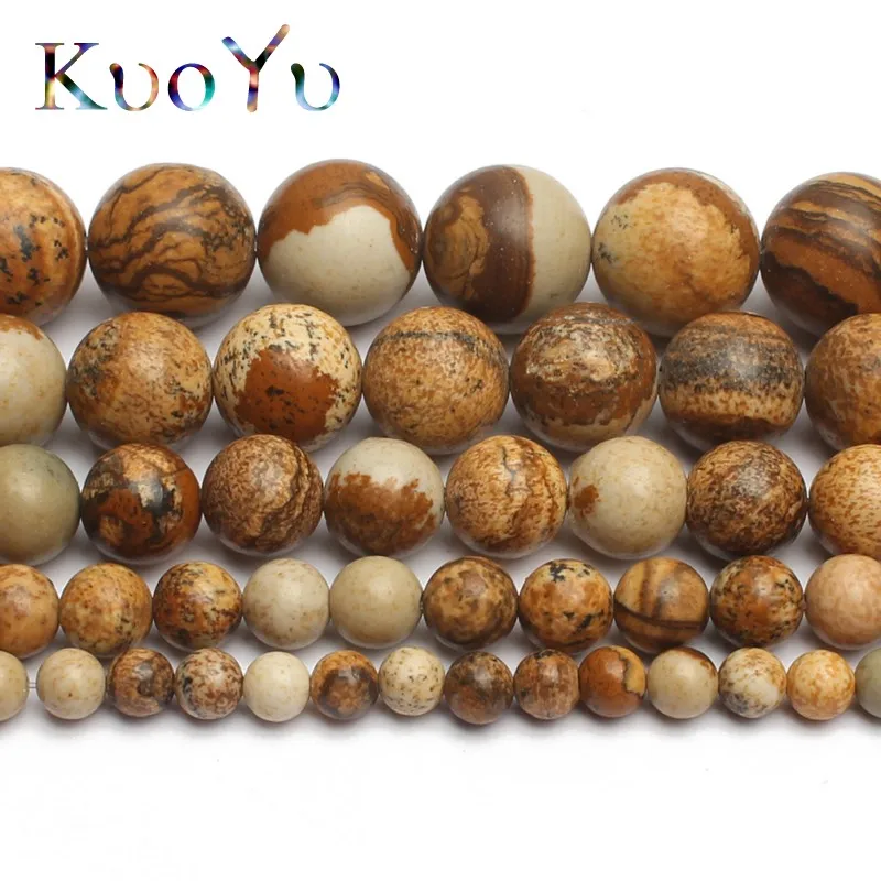 Natural Beautiful Picture Jaspe Round Loose Beads 15.5inch/strand 4 6 8 10 12 mm For Jewelry Making DIY Bracelet Necklace