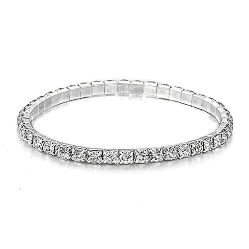 New Fashion Crystal Women's Bracelet Bangle Chains Crystal Gold Color Elastic Bracelets Hand Jewelry Wedding Accessories