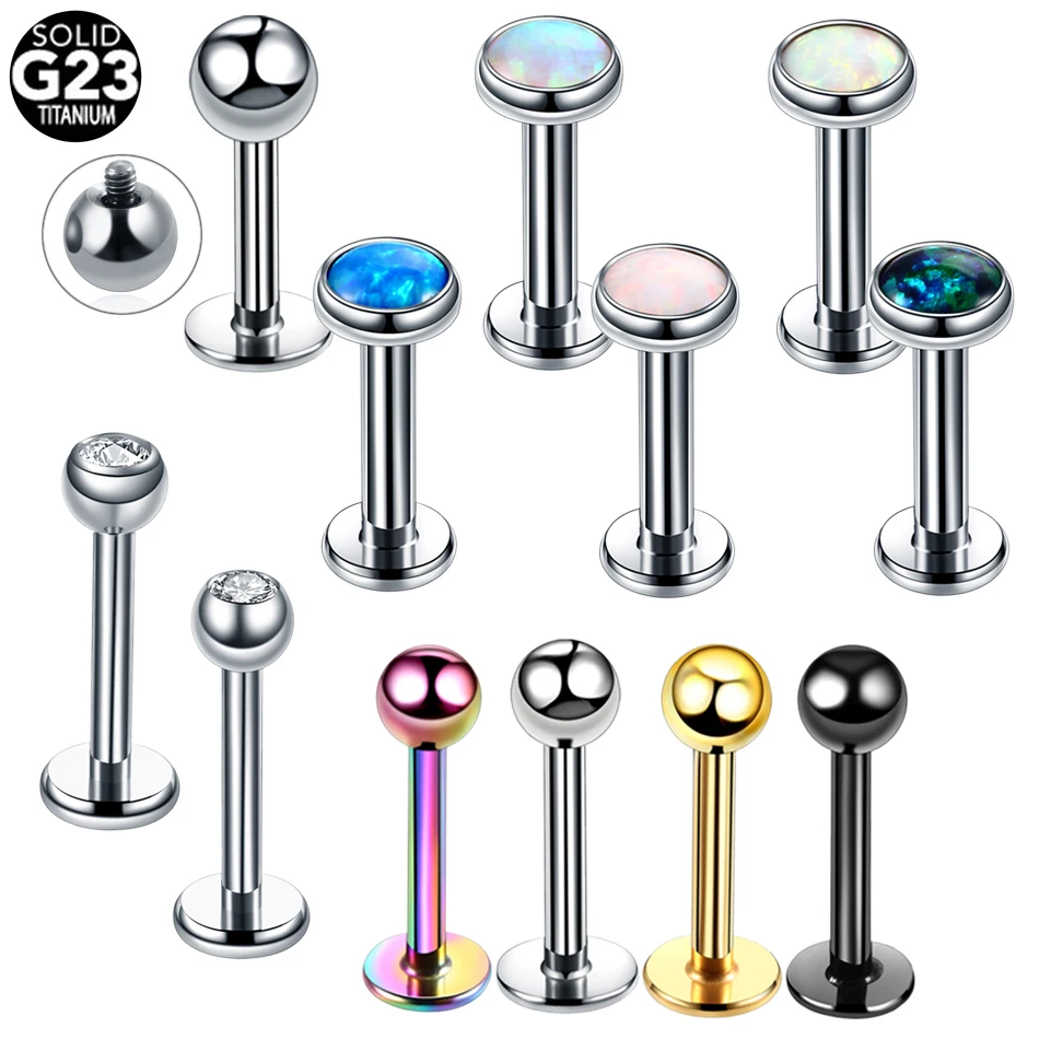 1PC ASTM-F136 Titanium Tragus Piercings Labret Stud Lip Rings Helix Piercing Ear Oreja Cartilage Earring 14G 16G Body Jewelry