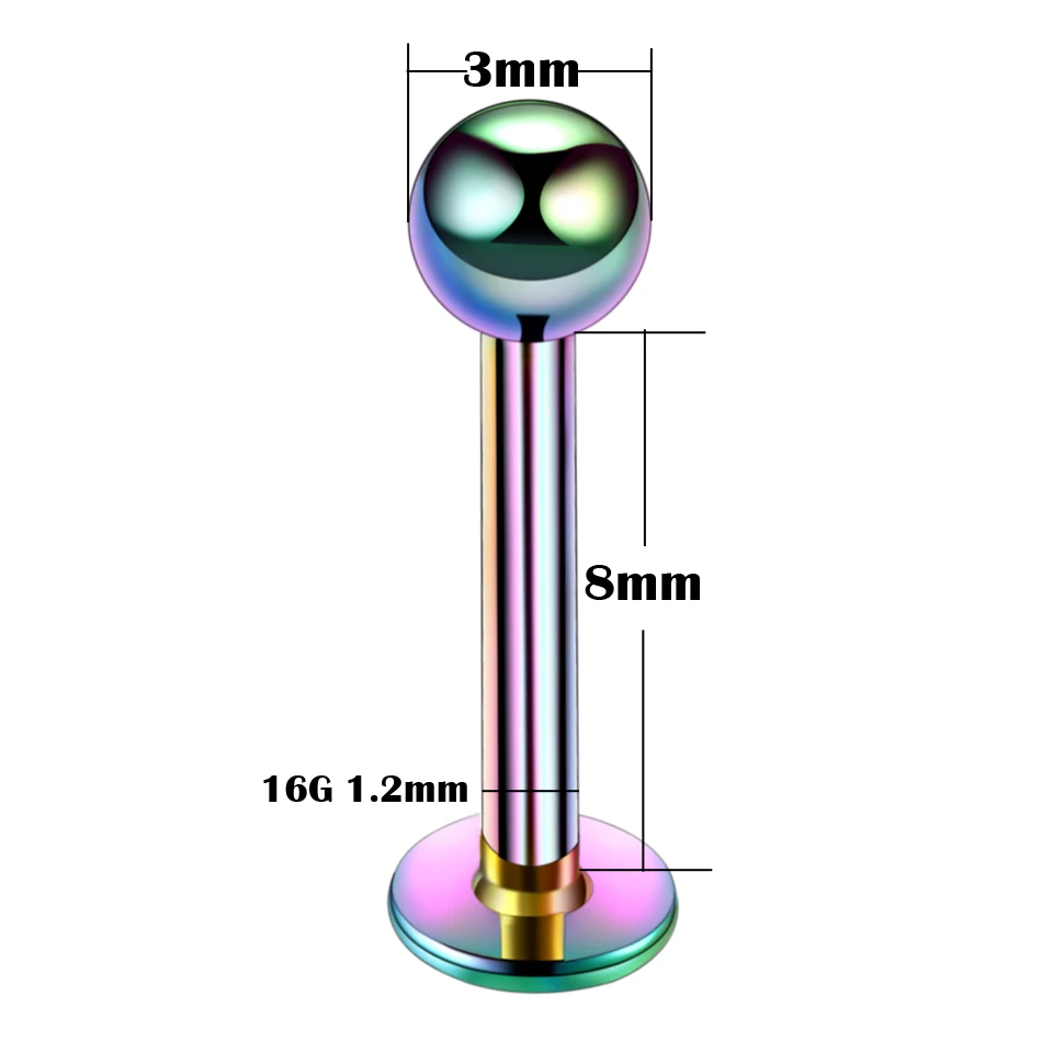 1PC ASTM-F136 Titanium Tragus Piercings Labret Stud Lip Rings Helix Piercing Ear Oreja Cartilage Earring 14G 16G Body Jewelry