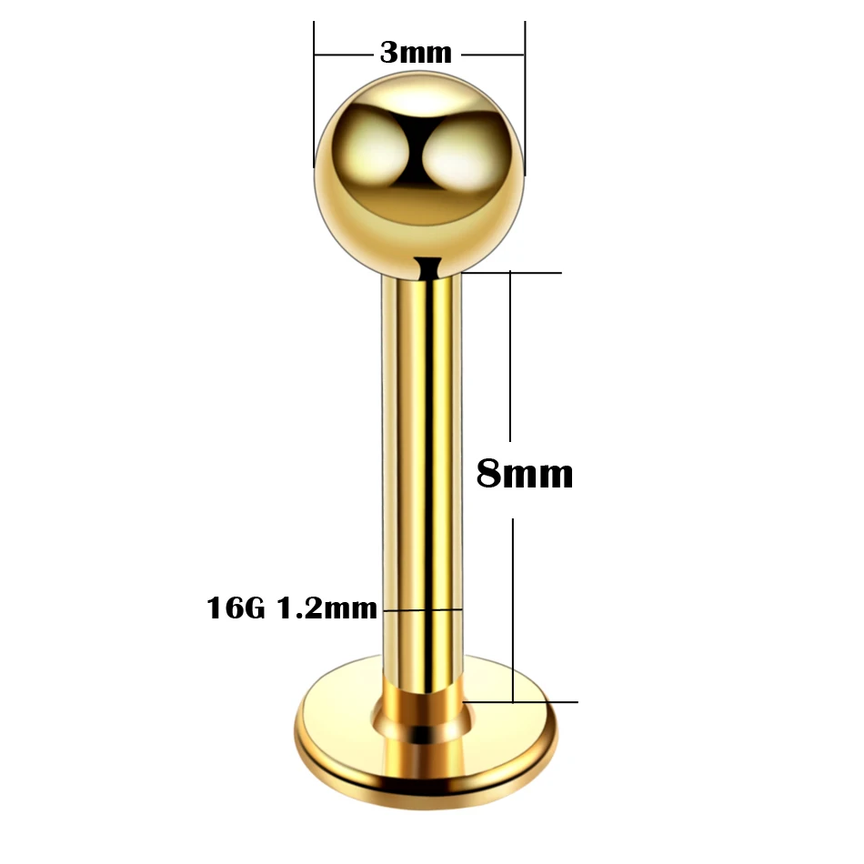 1PC ASTM-F136 Titanium Tragus Piercings Labret Stud Lip Rings Helix Piercing Ear Oreja Cartilage Earring 14G 16G Body Jewelry