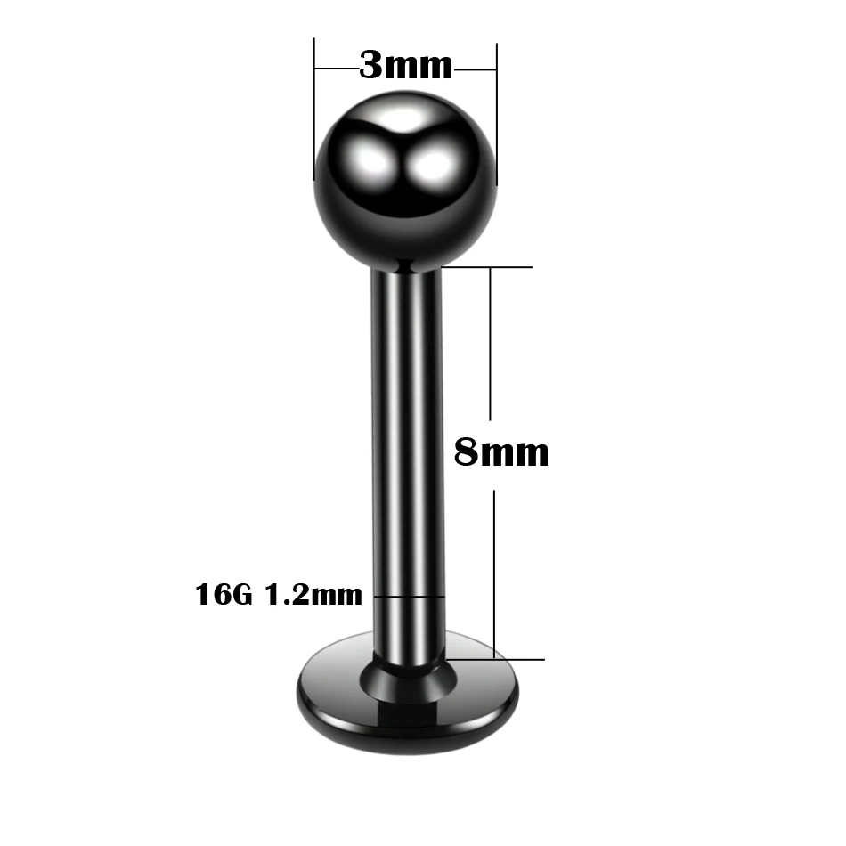 1PC ASTM-F136 Titanium Tragus Piercings Labret Stud Lip Rings Helix Piercing Ear Oreja Cartilage Earring 14G 16G Body Jewelry