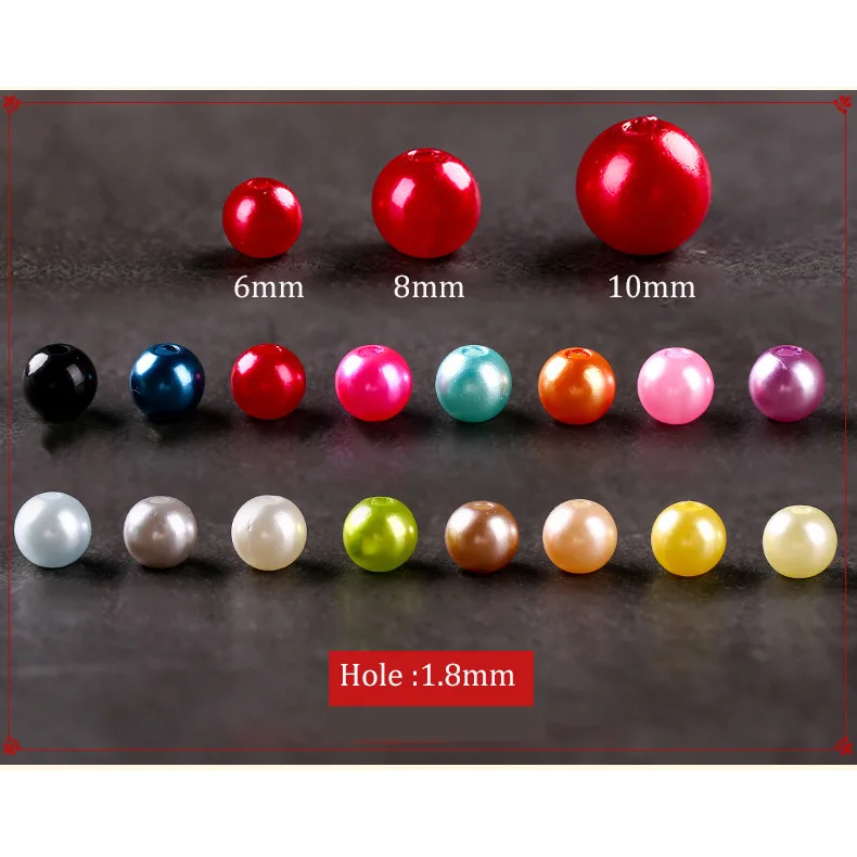 50-1000Pcs With Hole ABS Imitation Pearl Bead 4/6/8/10/12MM Round Plastic Acrylic Spacer Bead for DIY Jewelry Making Findings