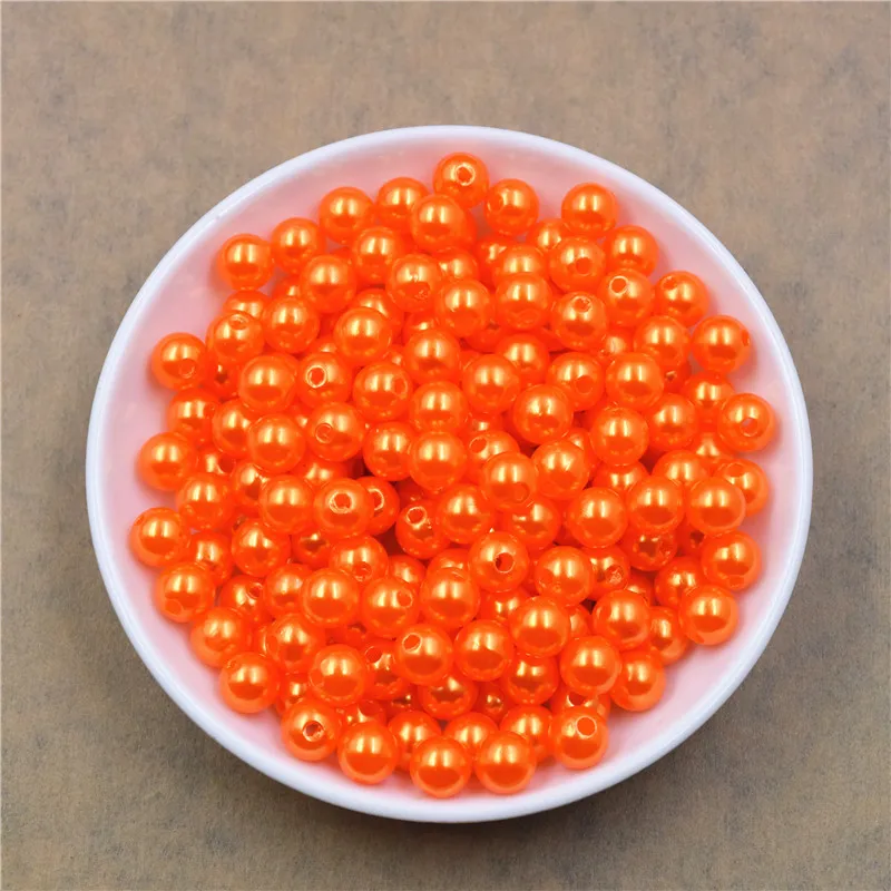 50-1000Pcs With Hole ABS Imitation Pearl Bead 4/6/8/10/12MM Round Plastic Acrylic Spacer Bead for DIY Jewelry Making Findings