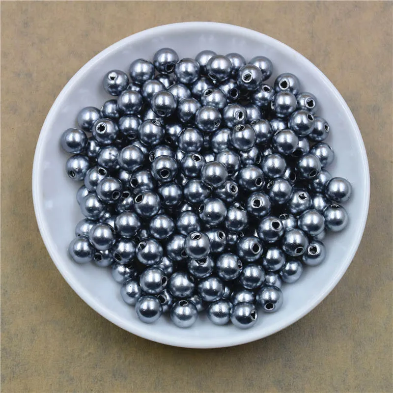 50-1000Pcs With Hole ABS Imitation Pearl Bead 4/6/8/10/12MM Round Plastic Acrylic Spacer Bead for DIY Jewelry Making Findings