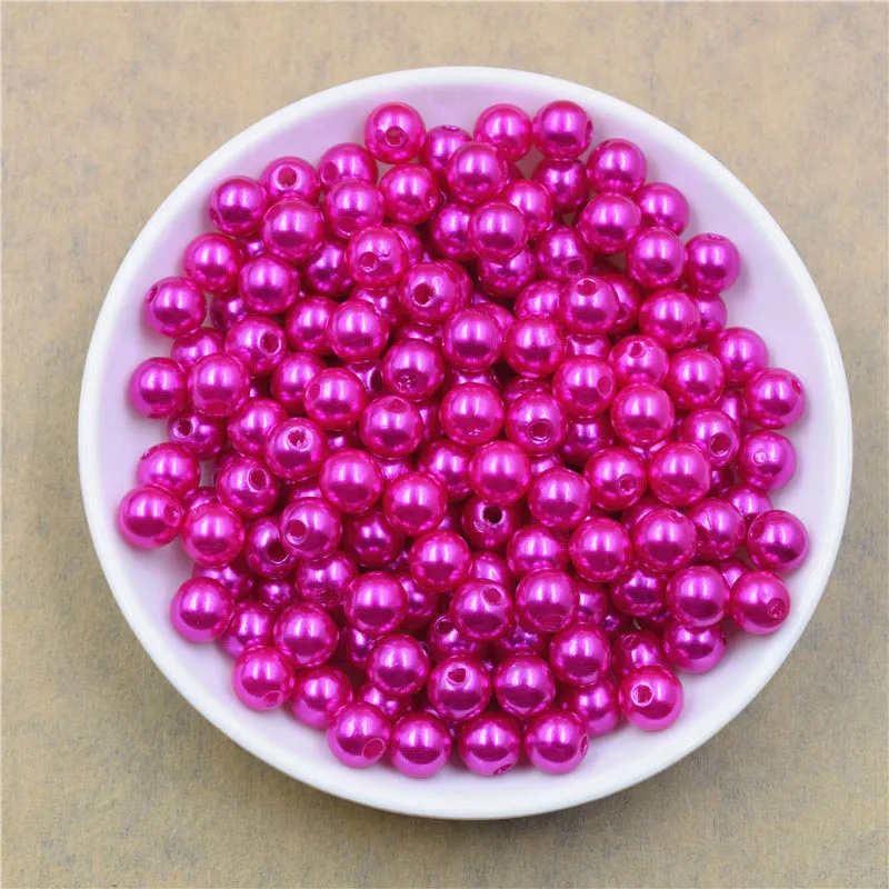 50-1000Pcs With Hole ABS Imitation Pearl Bead 4/6/8/10/12MM Round Plastic Acrylic Spacer Bead for DIY Jewelry Making Findings