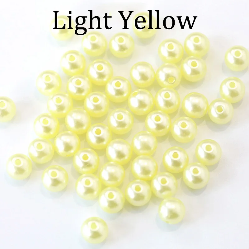 50-1000Pcs With Hole ABS Imitation Pearl Bead 4/6/8/10/12MM Round Plastic Acrylic Spacer Bead for DIY Jewelry Making Findings