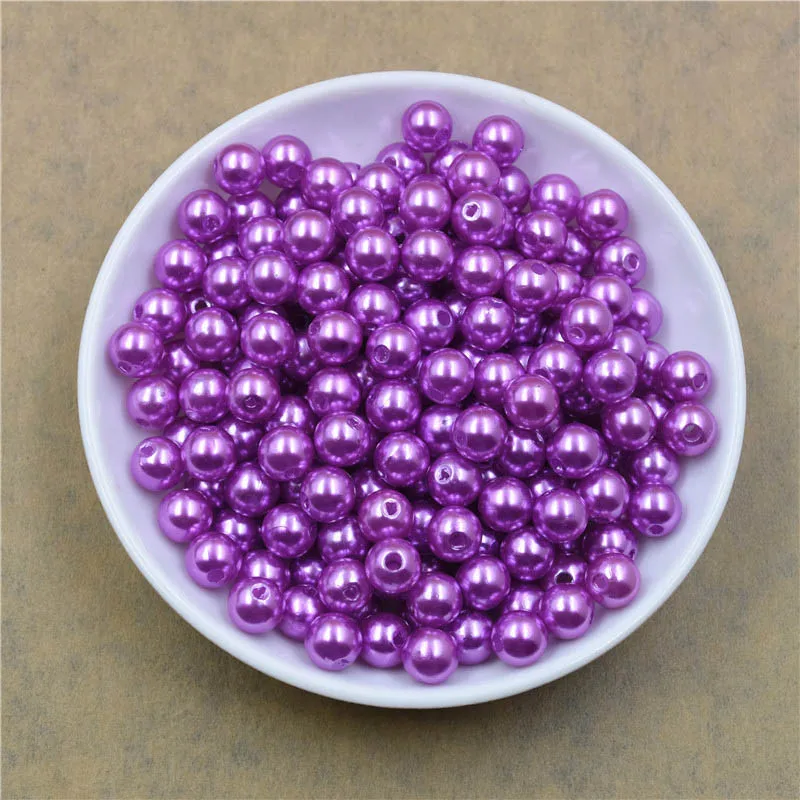 50-1000Pcs With Hole ABS Imitation Pearl Bead 4/6/8/10/12MM Round Plastic Acrylic Spacer Bead for DIY Jewelry Making Findings