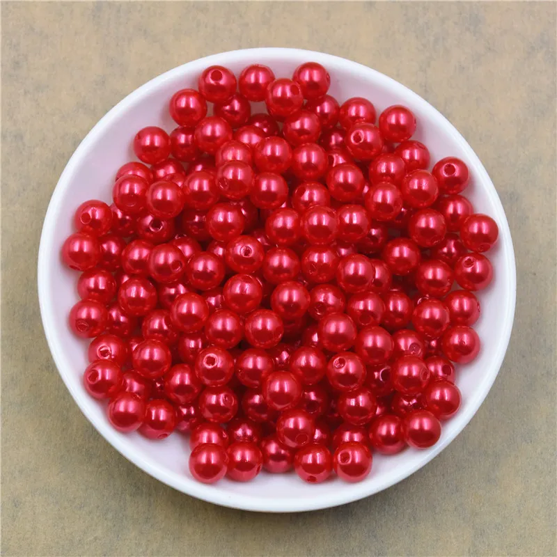 50-1000Pcs With Hole ABS Imitation Pearl Bead 4/6/8/10/12MM Round Plastic Acrylic Spacer Bead for DIY Jewelry Making Findings