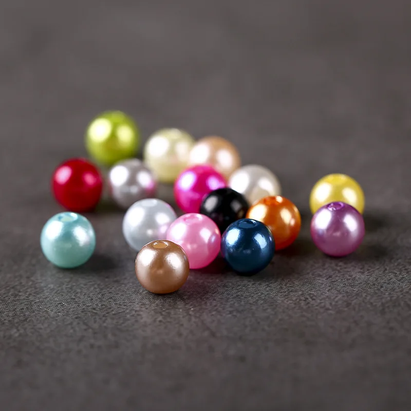 50-1000Pcs With Hole ABS Imitation Pearl Bead 4/6/8/10/12MM Round Plastic Acrylic Spacer Bead for DIY Jewelry Making Findings