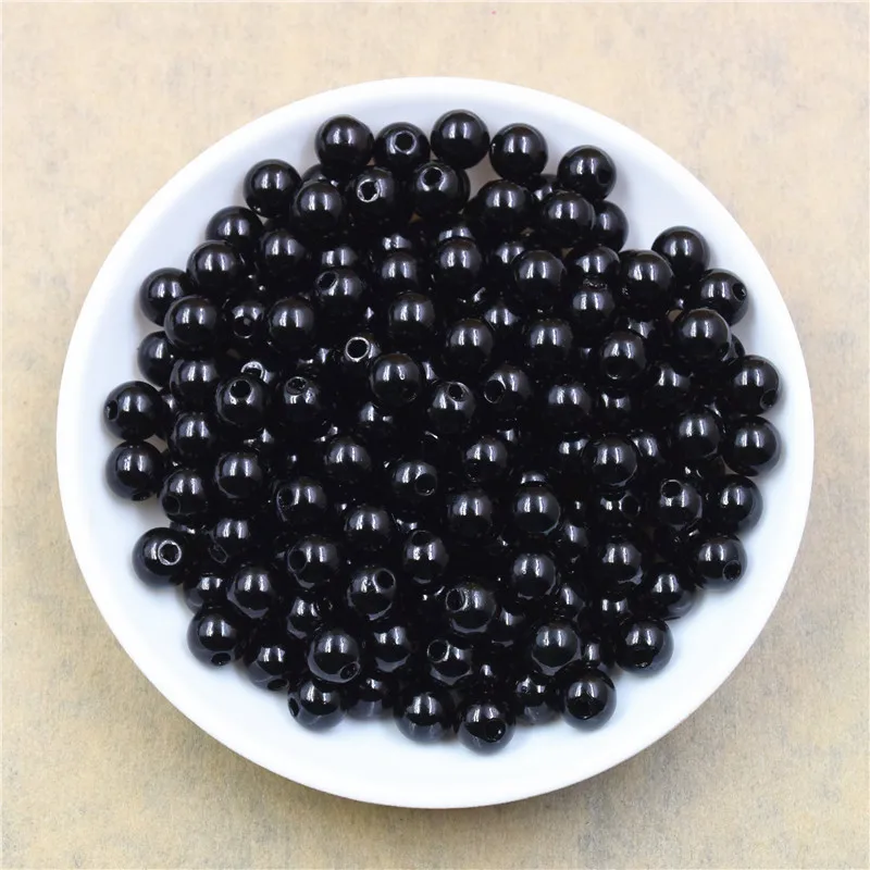 50-1000Pcs With Hole ABS Imitation Pearl Bead 4/6/8/10/12MM Round Plastic Acrylic Spacer Bead for DIY Jewelry Making Findings