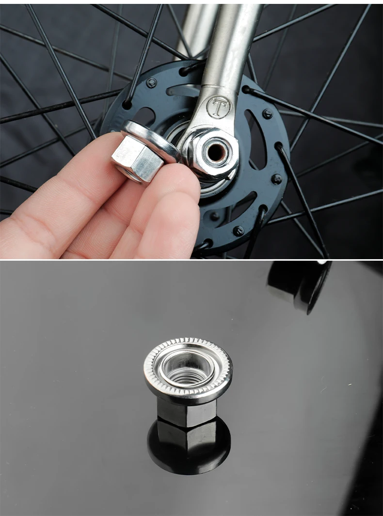 Dual Nuts Riveted for Fixed Gear Bicycle Front Rear Hub Fixing With Anti-skid Texture M9 M10 3/8 Inch Drum Axle Firm Mount