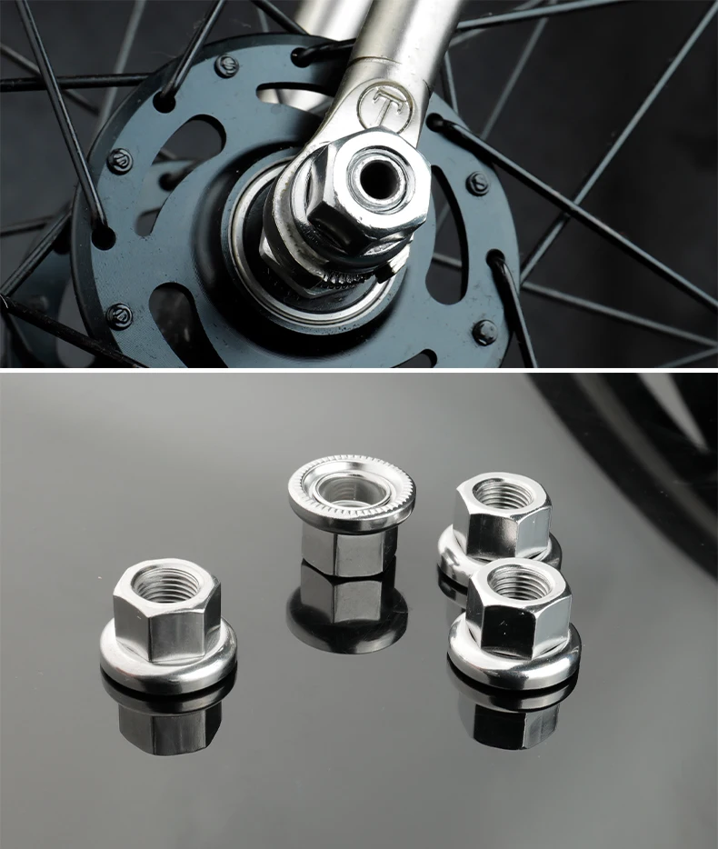 Dual Nuts Riveted for Fixed Gear Bicycle Front Rear Hub Fixing With Anti-skid Texture M9 M10 3/8 Inch Drum Axle Firm Mount