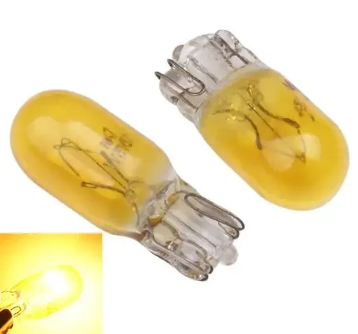 10pcs Yellow Color Car T10 W5W Halogen Bulbs 194 158 Side Wedges 12v 5w Xexon Lamp Instrument Light Reading Light Clearance Lamp