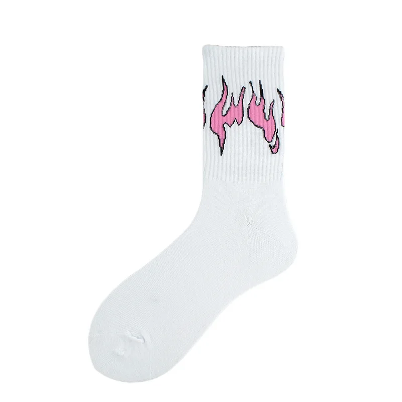 Unisex Flame Black White Yellow Fire Sokken Novelty Hip Hop Harajuku Socks Skateboard Calceines Mujer Street Skarpetki Socks