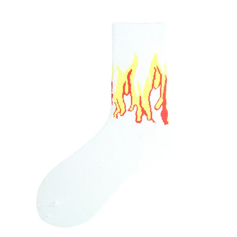 Unisex Flame Black White Yellow Fire Sokken Novelty Hip Hop Harajuku Socks Skateboard Calceines Mujer Street Skarpetki Socks