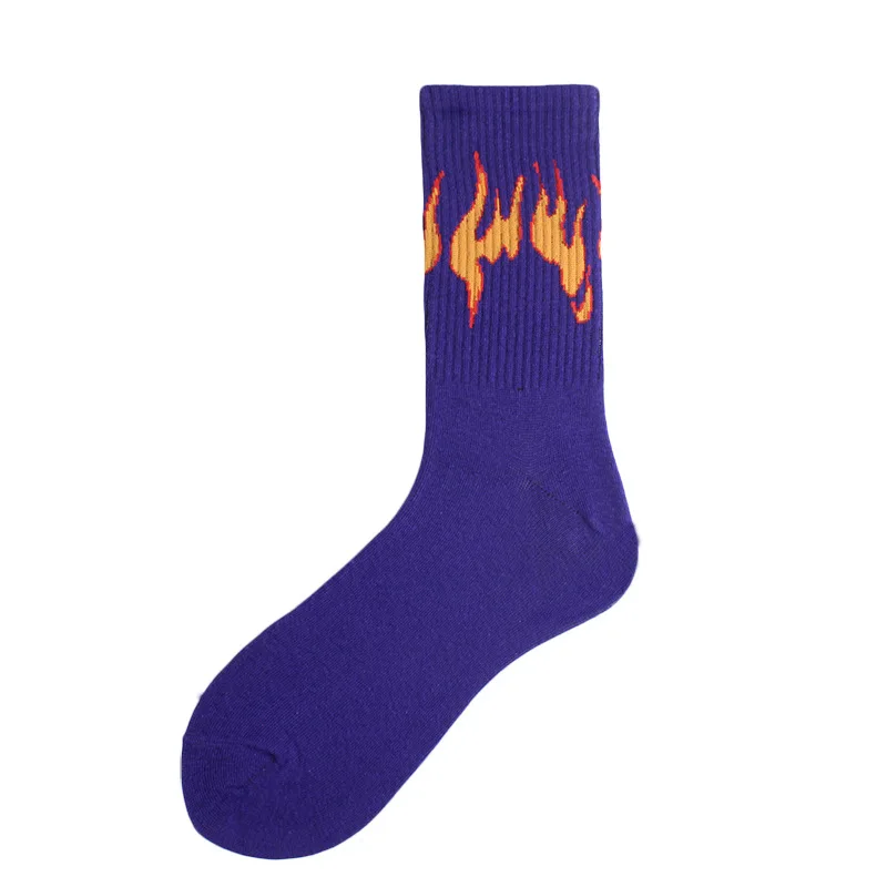 Unisex Flame Black White Yellow Fire Sokken Novelty Hip Hop Harajuku Socks Skateboard Calceines Mujer Street Skarpetki Socks