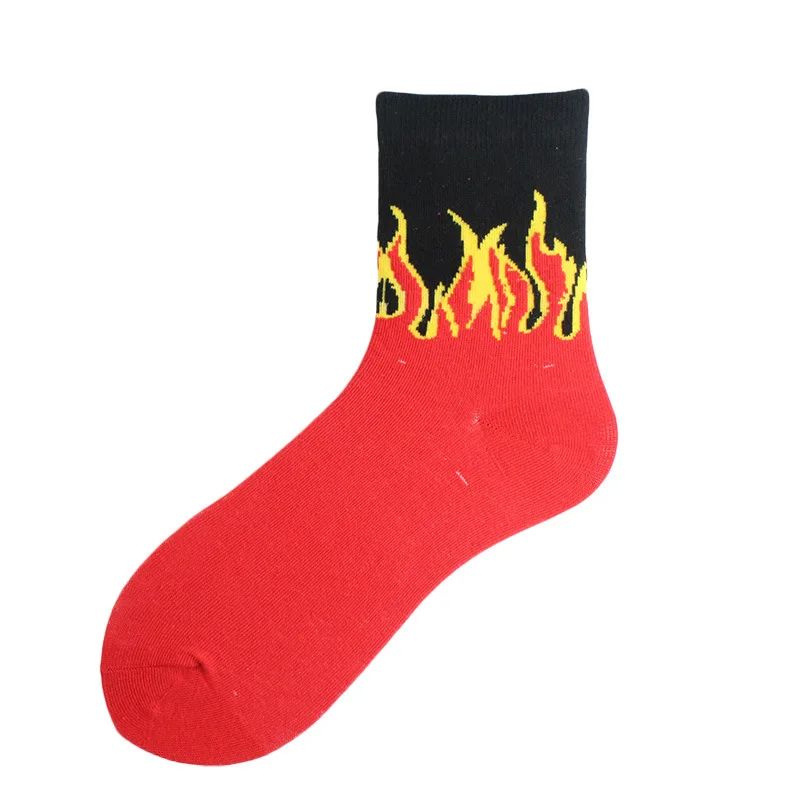 Unisex Flame Black White Yellow Fire Sokken Novelty Hip Hop Harajuku Socks Skateboard Calceines Mujer Street Skarpetki Socks