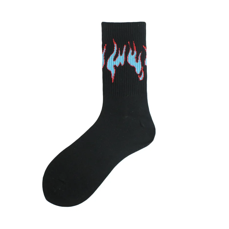 Unisex Flame Black White Yellow Fire Sokken Novelty Hip Hop Harajuku Socks Skateboard Calceines Mujer Street Skarpetki Socks