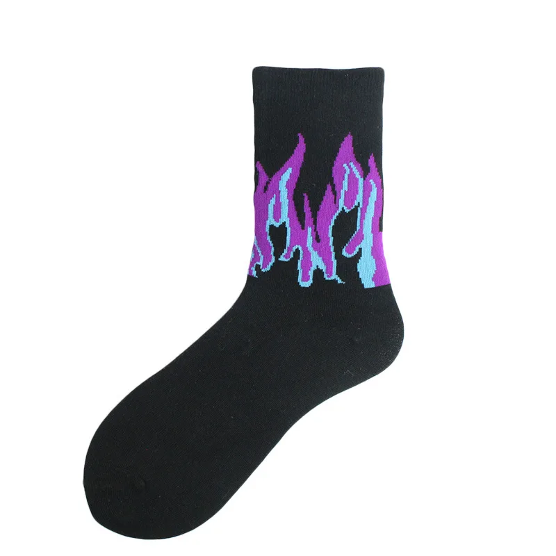 Unisex Flame Black White Yellow Fire Sokken Novelty Hip Hop Harajuku Socks Skateboard Calceines Mujer Street Skarpetki Socks