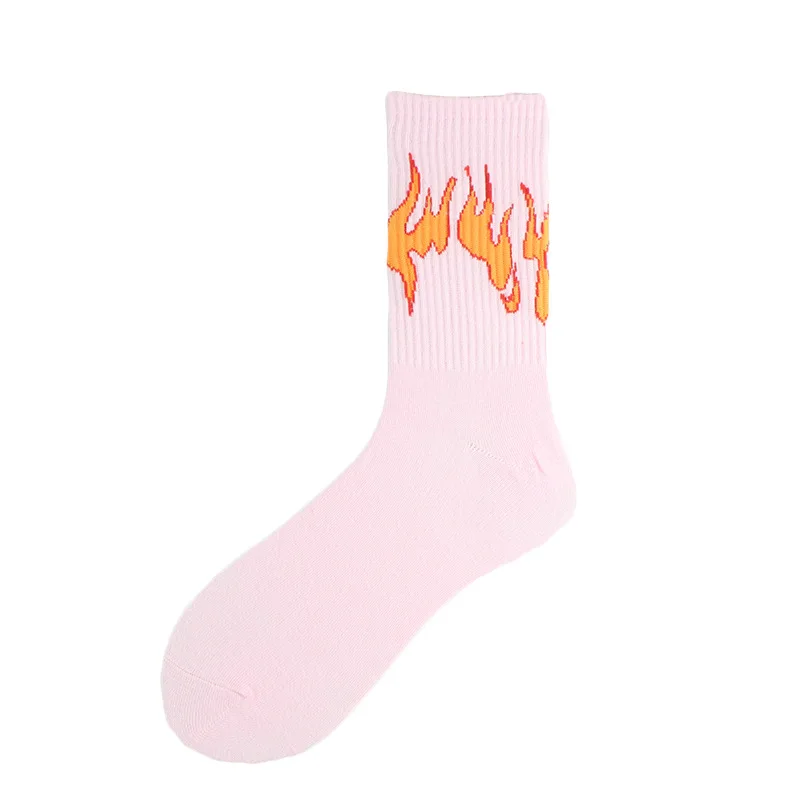 Unisex Flame Black White Yellow Fire Sokken Novelty Hip Hop Harajuku Socks Skateboard Calceines Mujer Street Skarpetki Socks