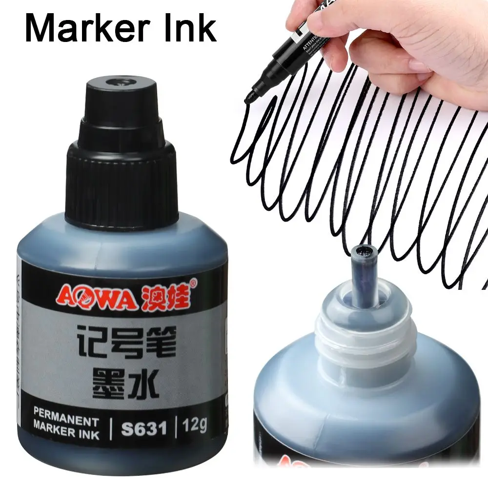1Bottle 12ml Waterproof Instantly Dry Graffiti Paint Pen Oil Ink Refill Ink For Marker Pens Black Red and Blue