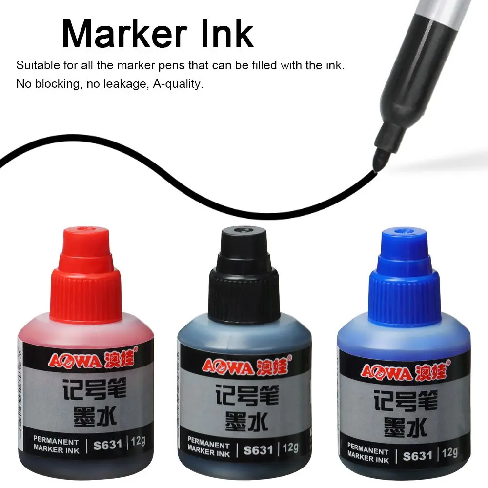 1Bottle 12ml Waterproof Instantly Dry Graffiti Paint Pen Oil Ink Refill Ink For Marker Pens Black Red and Blue
