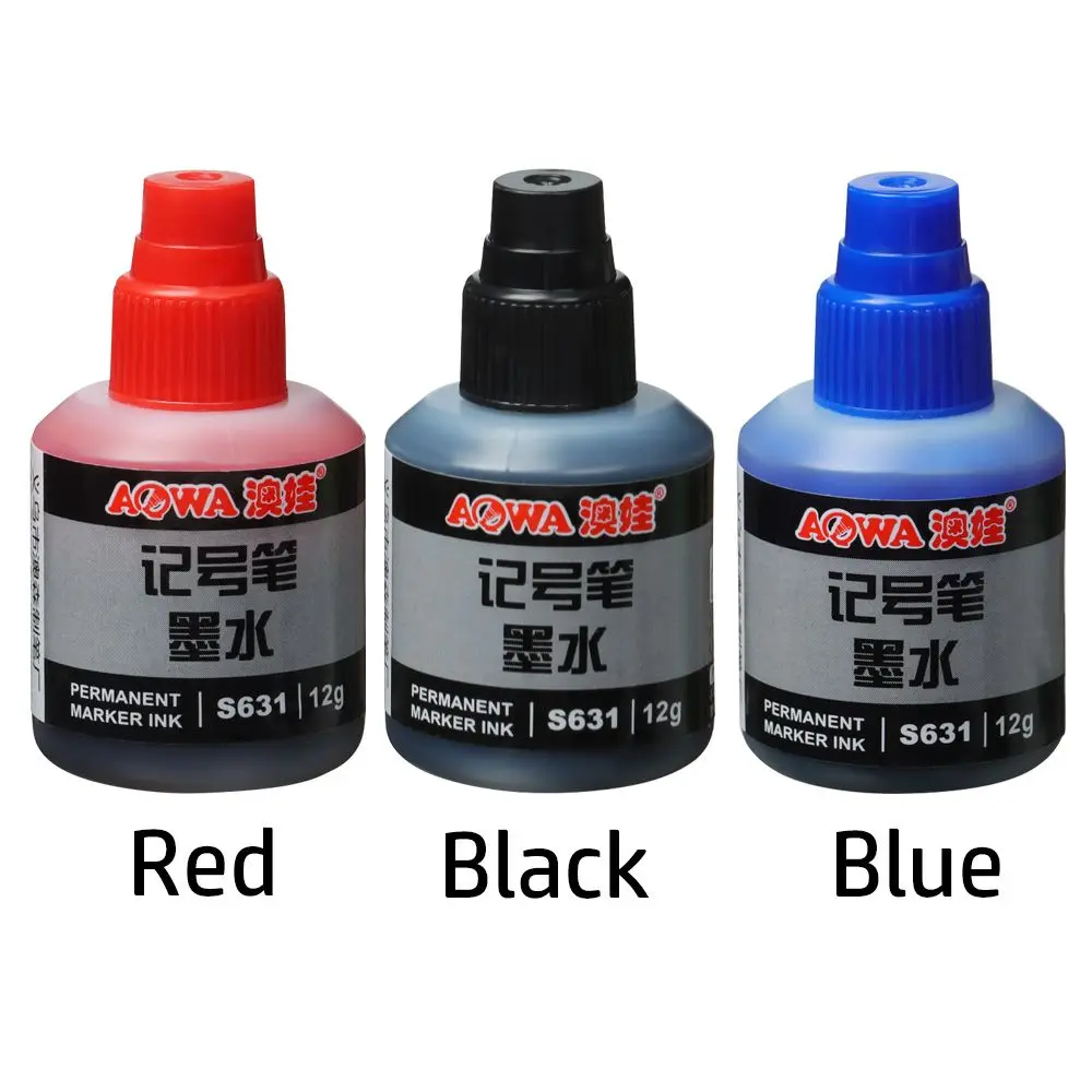 1Bottle 12ml Waterproof Instantly Dry Graffiti Paint Pen Oil Ink Refill Ink For Marker Pens Black Red and Blue