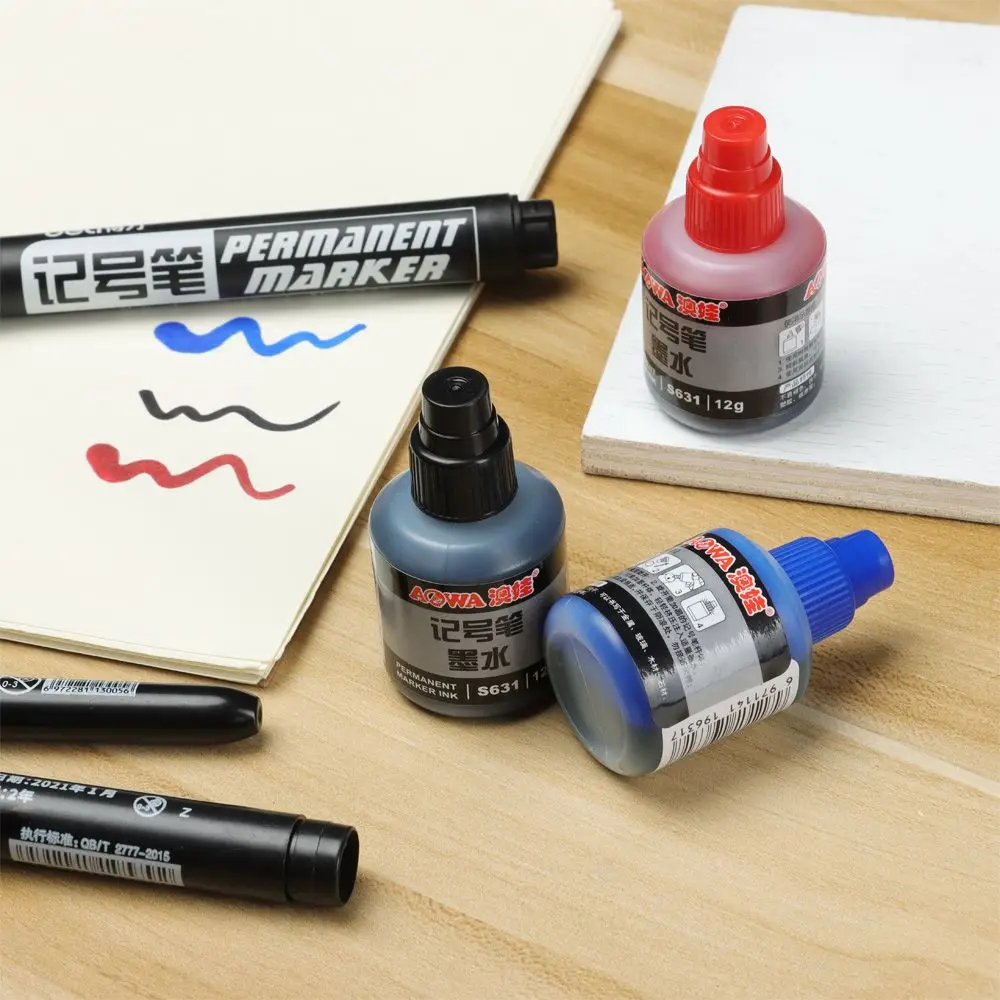 1Bottle 12ml Waterproof Instantly Dry Graffiti Paint Pen Oil Ink Refill Ink For Marker Pens Black Red and Blue