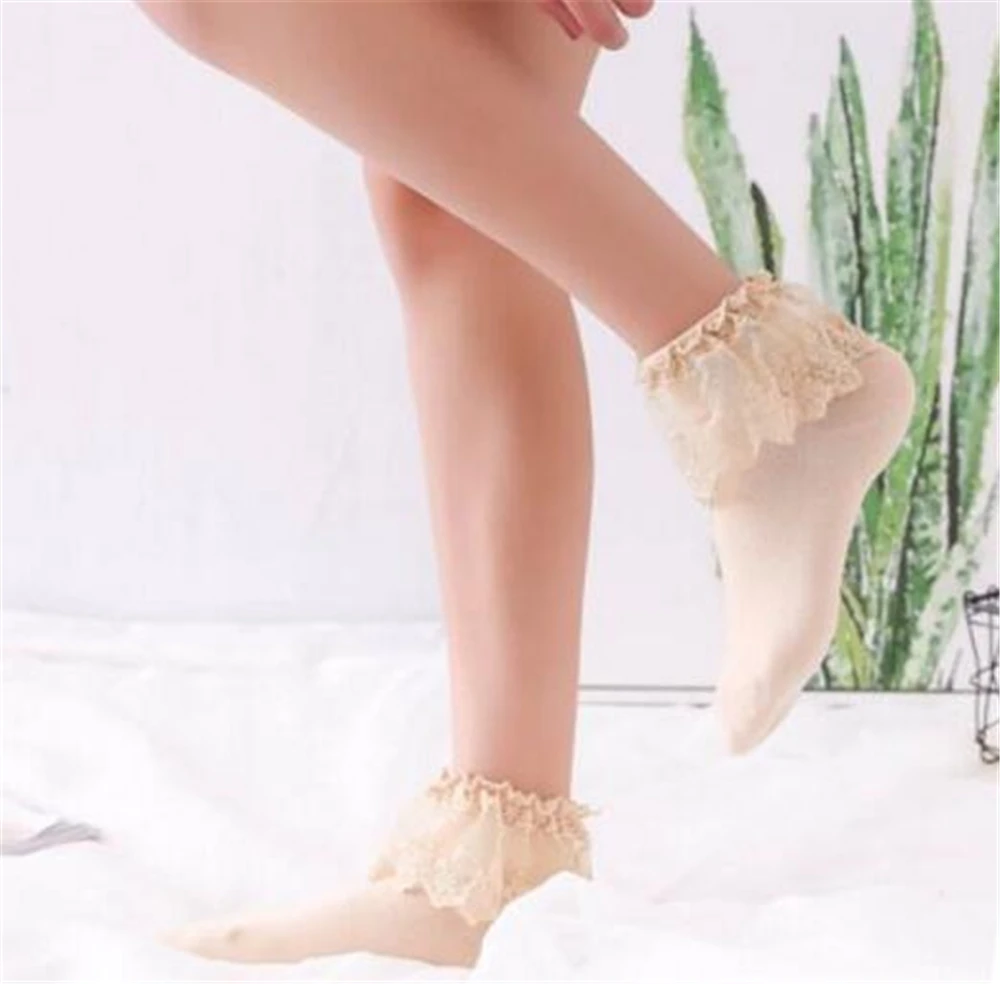 Chic Fashion Women Vintage Lace Ruffle Frilly Socks Lovely Princess Lolita Mori Girl Style Hot Selling Dropship