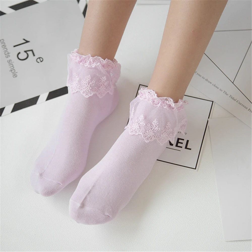 Chic Fashion Women Vintage Lace Ruffle Frilly Socks Lovely Princess Lolita Mori Girl Style Hot Selling Dropship