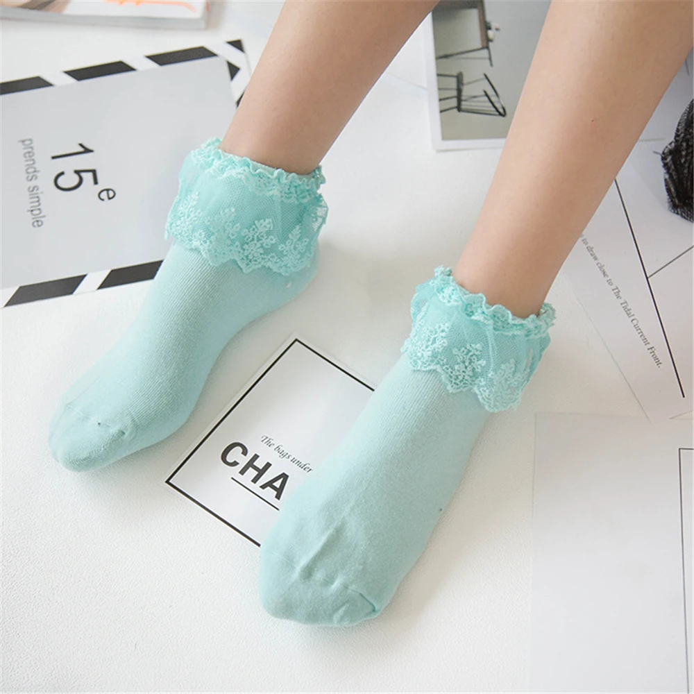 Chic Fashion Women Vintage Lace Ruffle Frilly Socks Lovely Princess Lolita Mori Girl Style Hot Selling Dropship