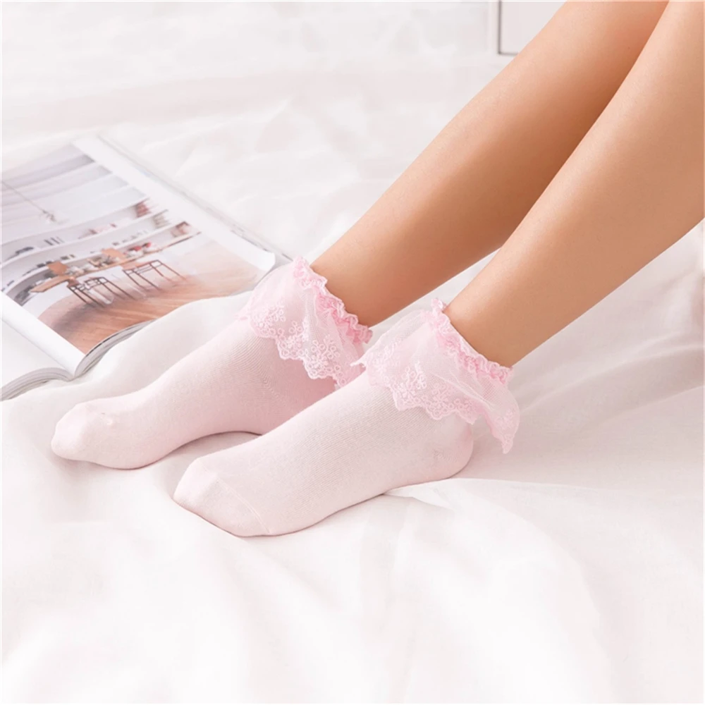 Chic Fashion Women Vintage Lace Ruffle Frilly Socks Lovely Princess Lolita Mori Girl Style Hot Selling Dropship