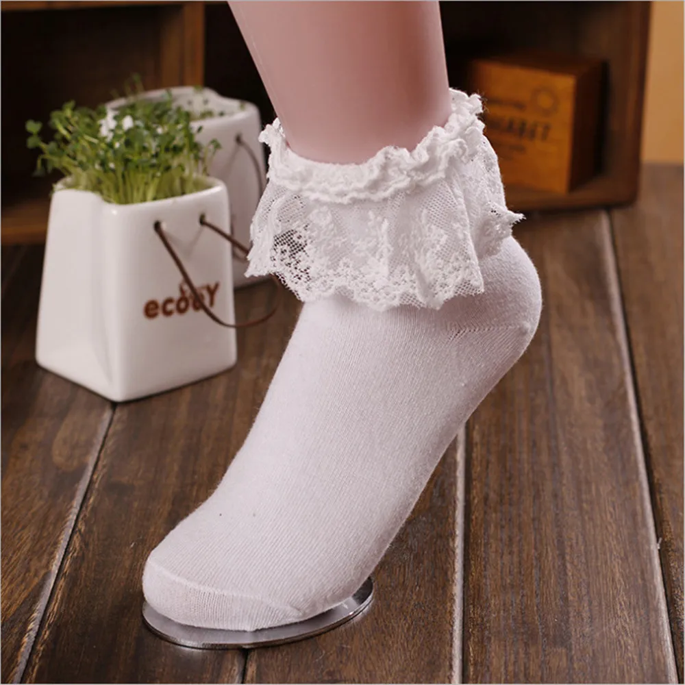 Chic Fashion Women Vintage Lace Ruffle Frilly Socks Lovely Princess Lolita Mori Girl Style Hot Selling Dropship
