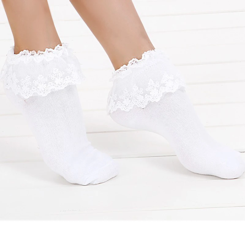 Chic Fashion Women Vintage Lace Ruffle Frilly Socks Lovely Princess Lolita Mori Girl Style Hot Selling Dropship