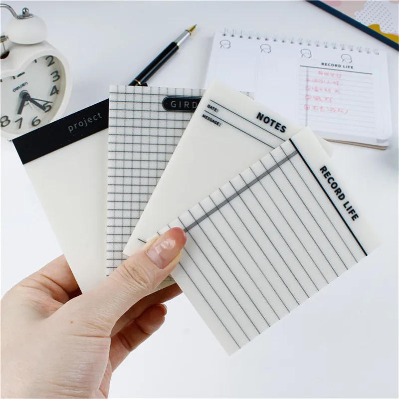 50 Sheets Transparent Waterproof Sticky Note Pads Notepads for School Stationery Office Supplies