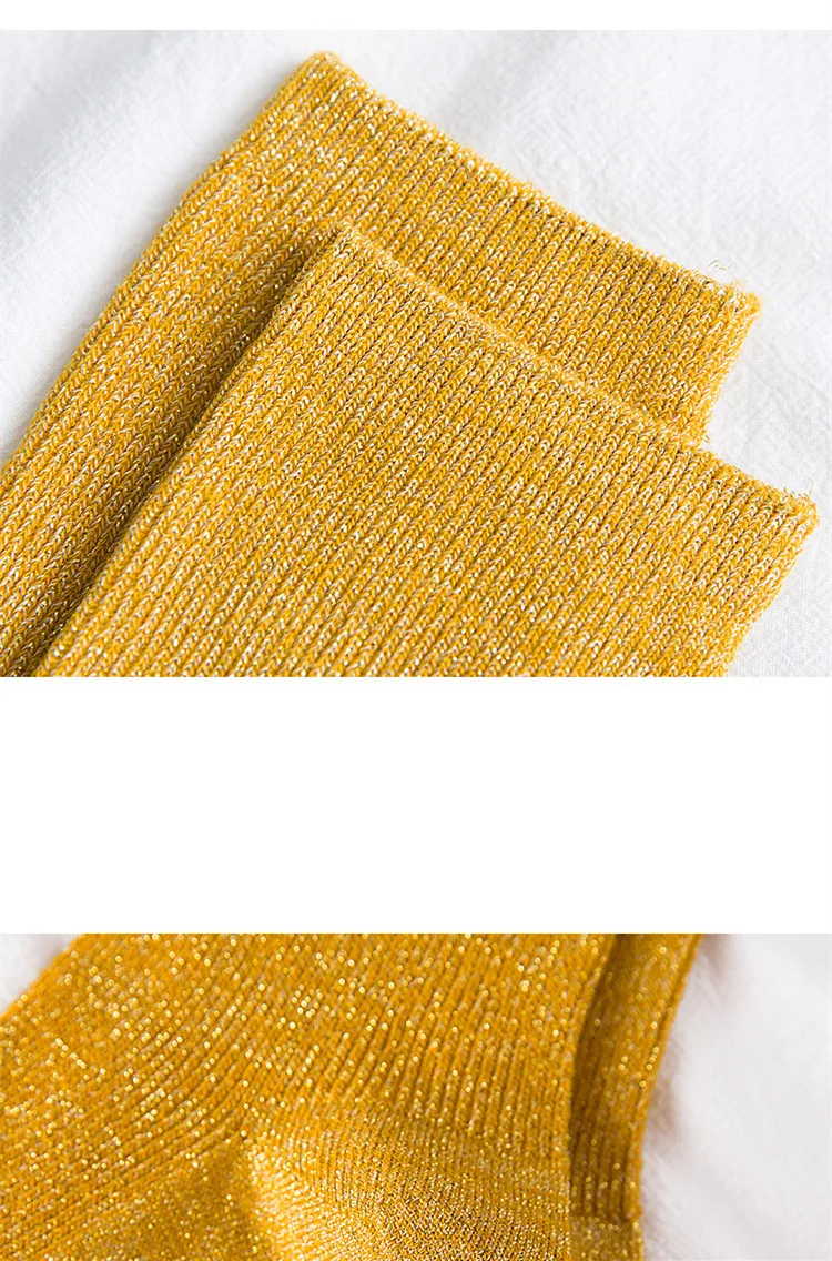 Bright Sparkling Women's Socks Fashion Glitter Shiny Sock Sweet Cute golden silver socks Spring Autumn Breathable Soxs