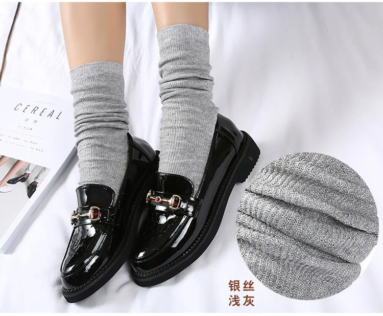 Bright Sparkling Women's Socks Fashion Glitter Shiny Sock Sweet Cute golden silver socks Spring Autumn Breathable Soxs