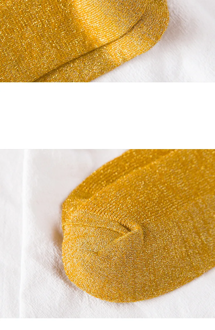 Bright Sparkling Women's Socks Fashion Glitter Shiny Sock Sweet Cute golden silver socks Spring Autumn Breathable Soxs