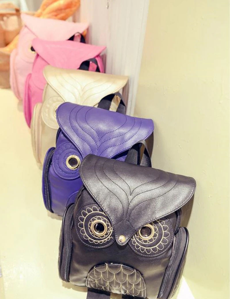 Yogodlns Fashion Women Backpack Newest Stylish Cool Black PU Leather Owl Backpack Female Hot Sale Women shoulder bag school bags