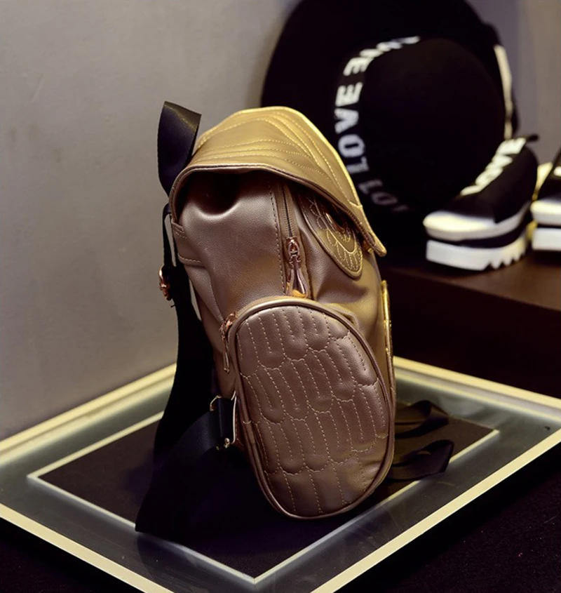 Yogodlns Fashion Women Backpack Newest Stylish Cool Black PU Leather Owl Backpack Female Hot Sale Women shoulder bag school bags