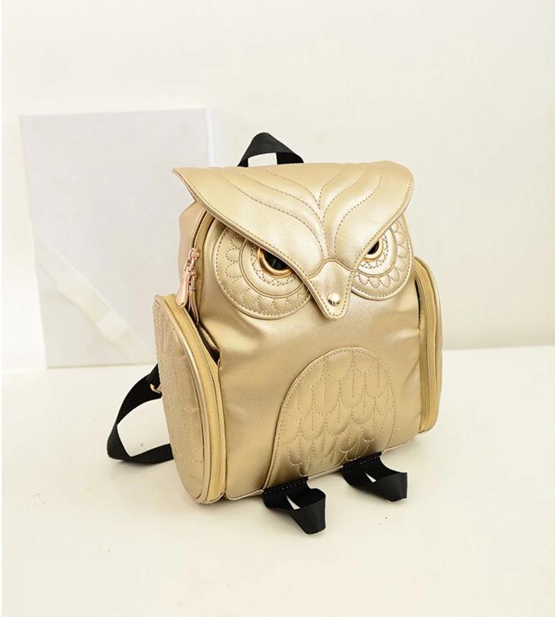 Yogodlns Fashion Women Backpack Newest Stylish Cool Black PU Leather Owl Backpack Female Hot Sale Women shoulder bag school bags