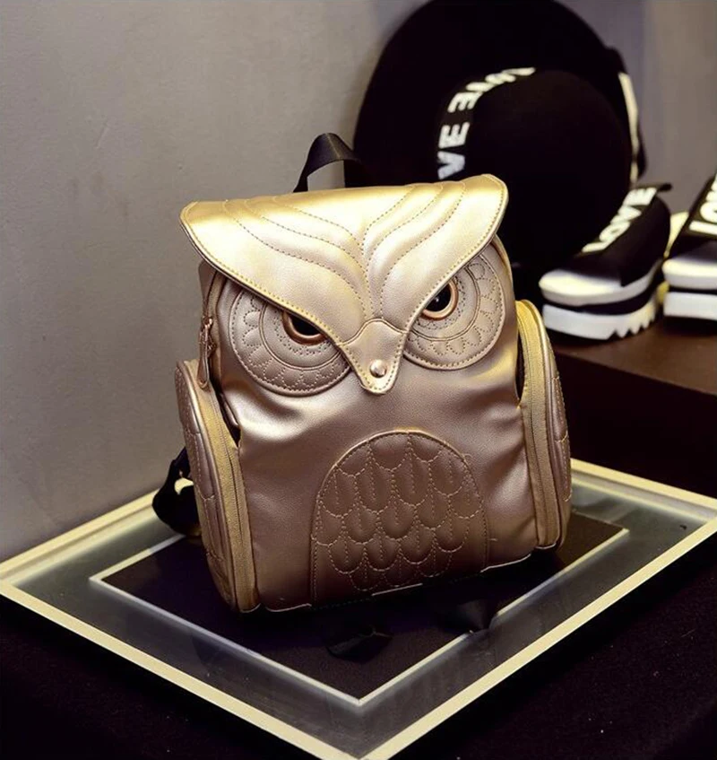 Yogodlns Fashion Women Backpack Newest Stylish Cool Black PU Leather Owl Backpack Female Hot Sale Women shoulder bag school bags