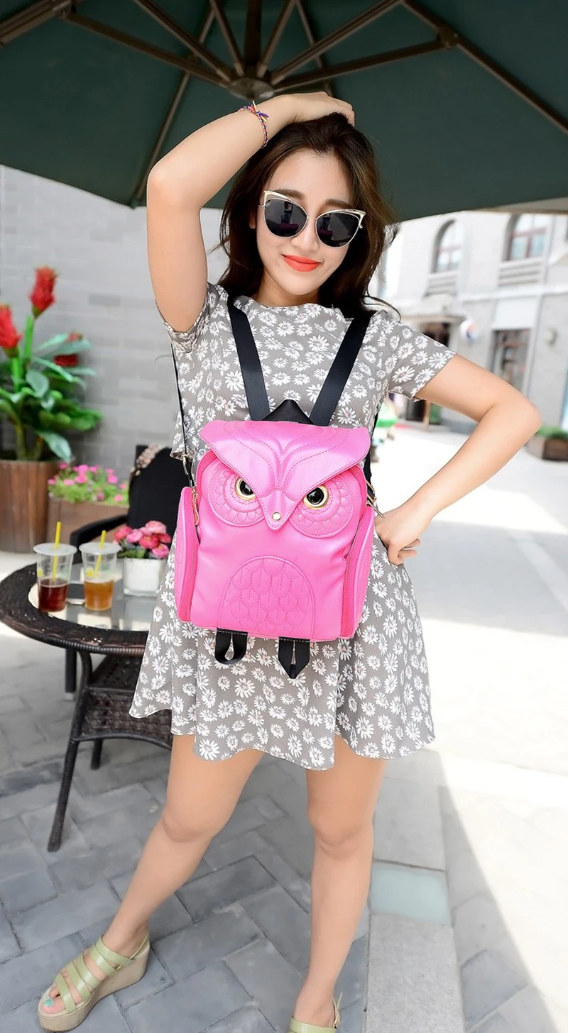 Yogodlns Fashion Women Backpack Newest Stylish Cool Black PU Leather Owl Backpack Female Hot Sale Women shoulder bag school bags