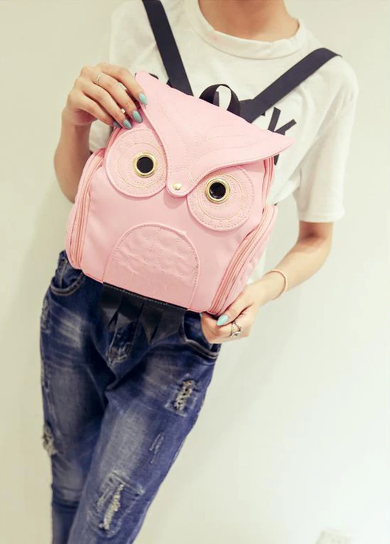 Yogodlns Fashion Women Backpack Newest Stylish Cool Black PU Leather Owl Backpack Female Hot Sale Women shoulder bag school bags