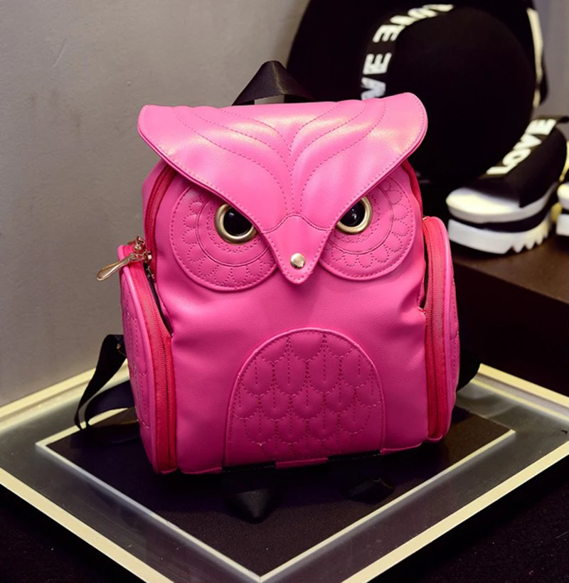 Yogodlns Fashion Women Backpack Newest Stylish Cool Black PU Leather Owl Backpack Female Hot Sale Women shoulder bag school bags
