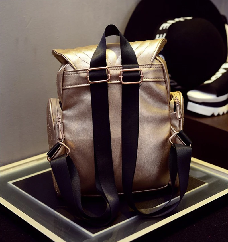 Yogodlns Fashion Women Backpack Newest Stylish Cool Black PU Leather Owl Backpack Female Hot Sale Women shoulder bag school bags
