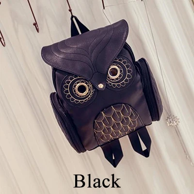 Yogodlns Fashion Women Backpack Newest Stylish Cool Black PU Leather Owl Backpack Female Hot Sale Women shoulder bag school bags